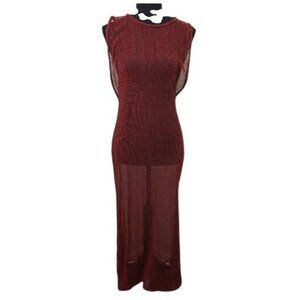 Vix Paula Hermanny Mesh Swim Cover Maxi Dress Women's Large Red Resort Vacation